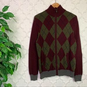 GAP Diamond Print Zip Up Sweater